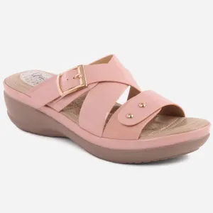 Women "ALIZEE" Big Buckle Strappy Comfort Slippers