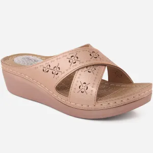 Women "BELLA" Cross Over Strap Comfort Slippers