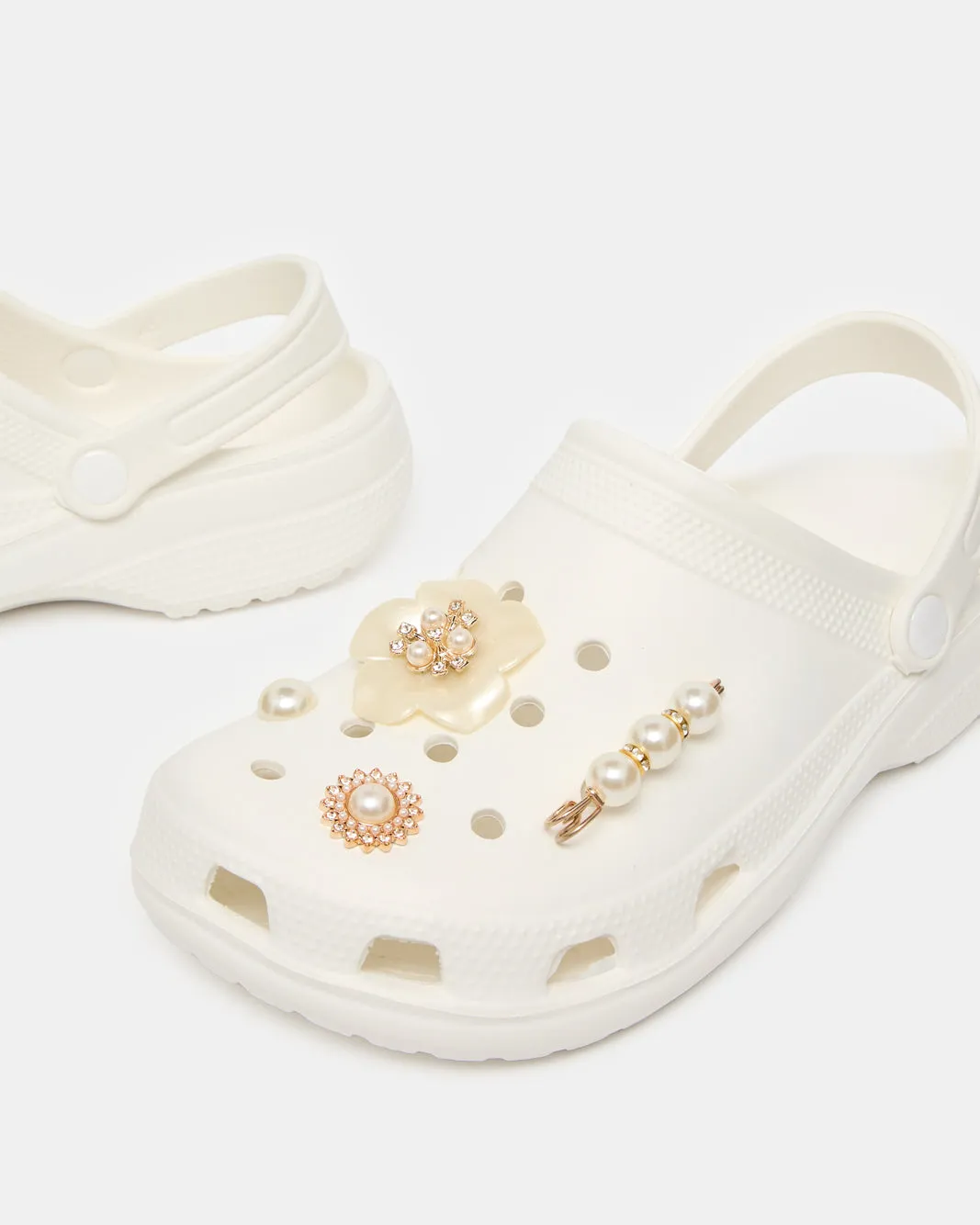Women White Embellished Molded Mule