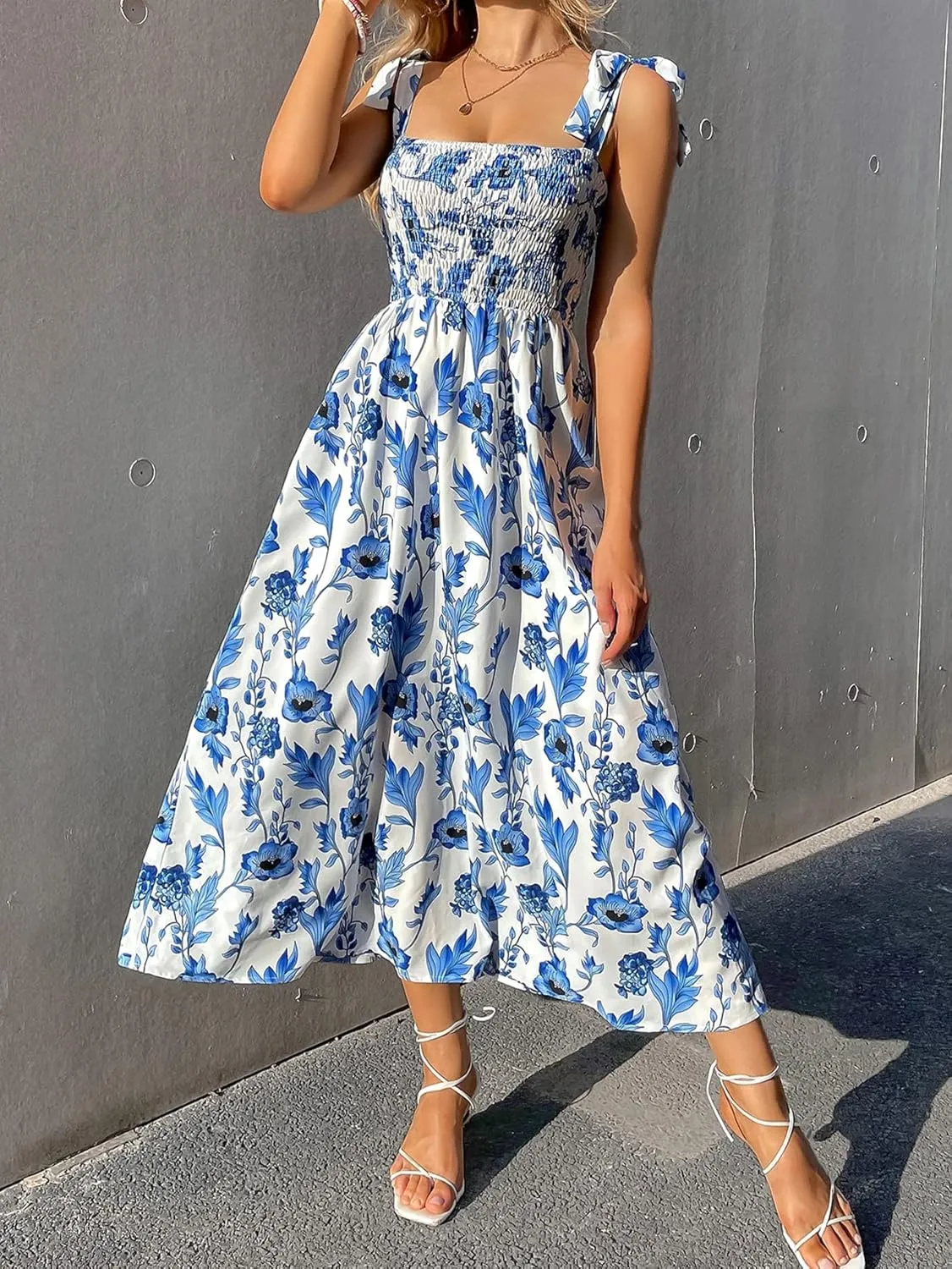 Womens Floral Boho Maxi Dress