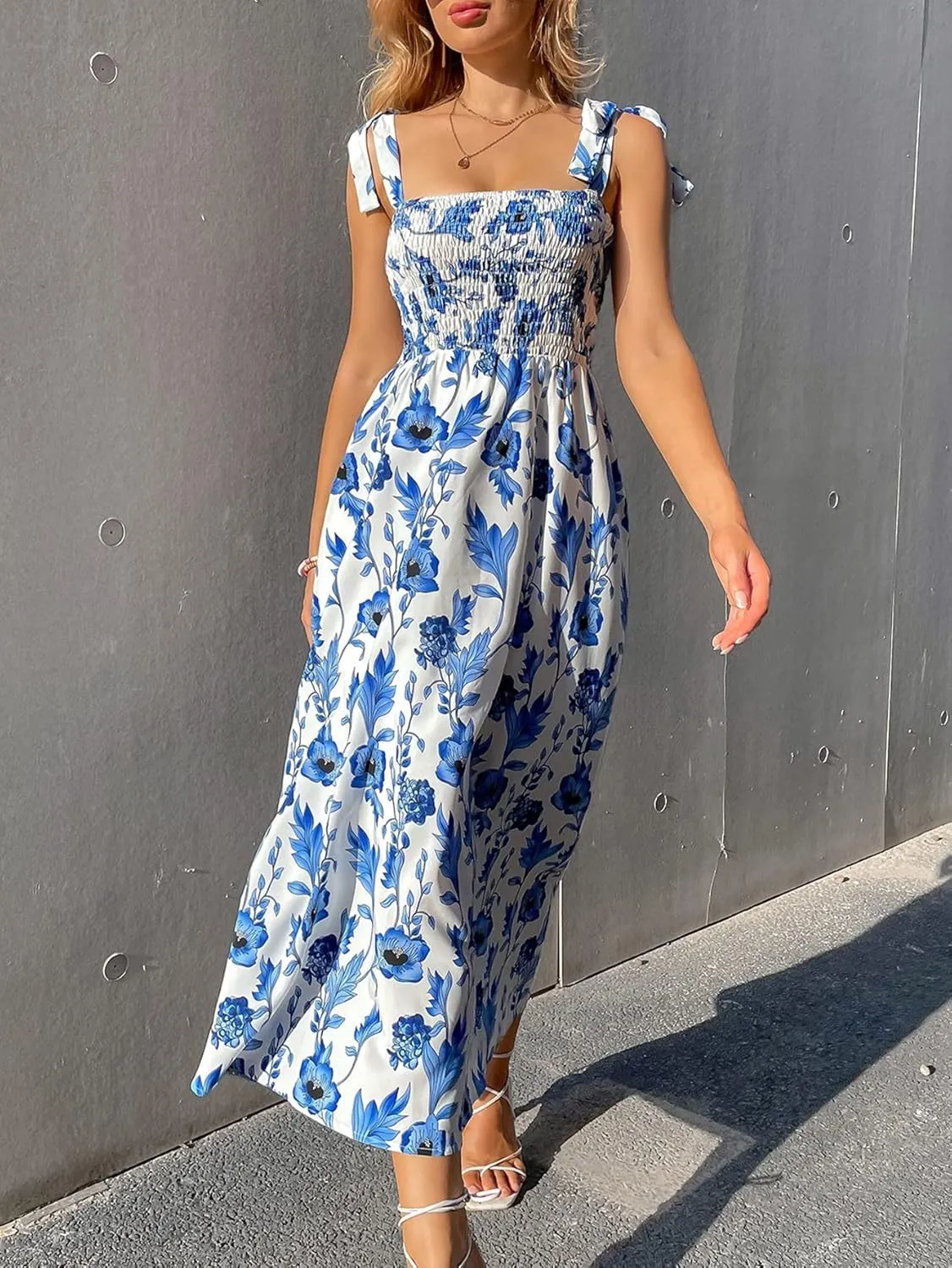 Womens Floral Boho Maxi Dress