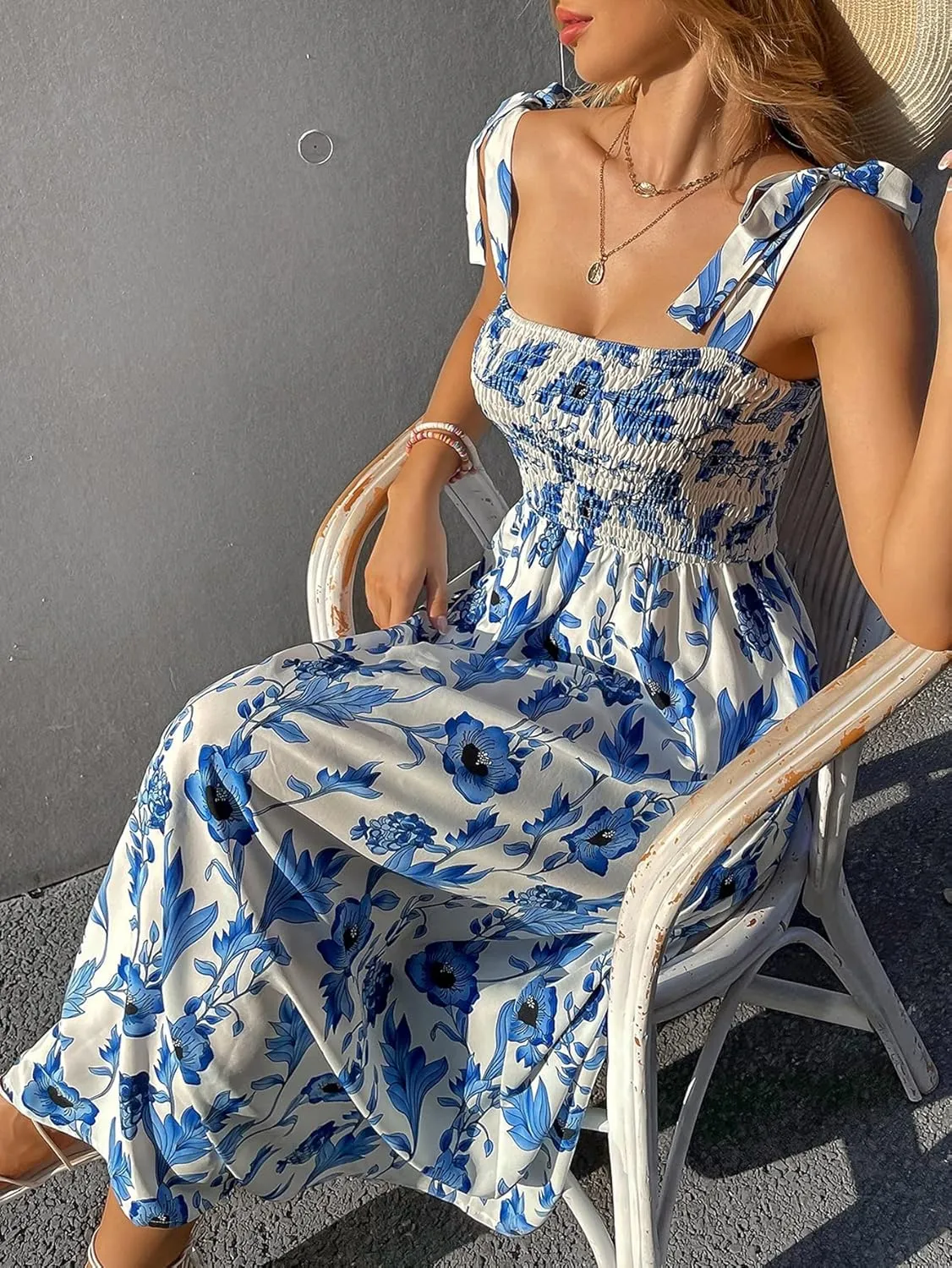 Womens Floral Boho Maxi Dress