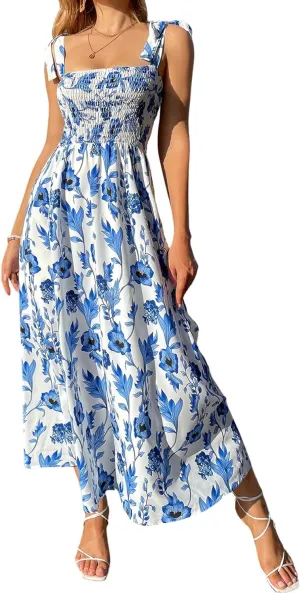 Womens Floral Boho Maxi Dress
