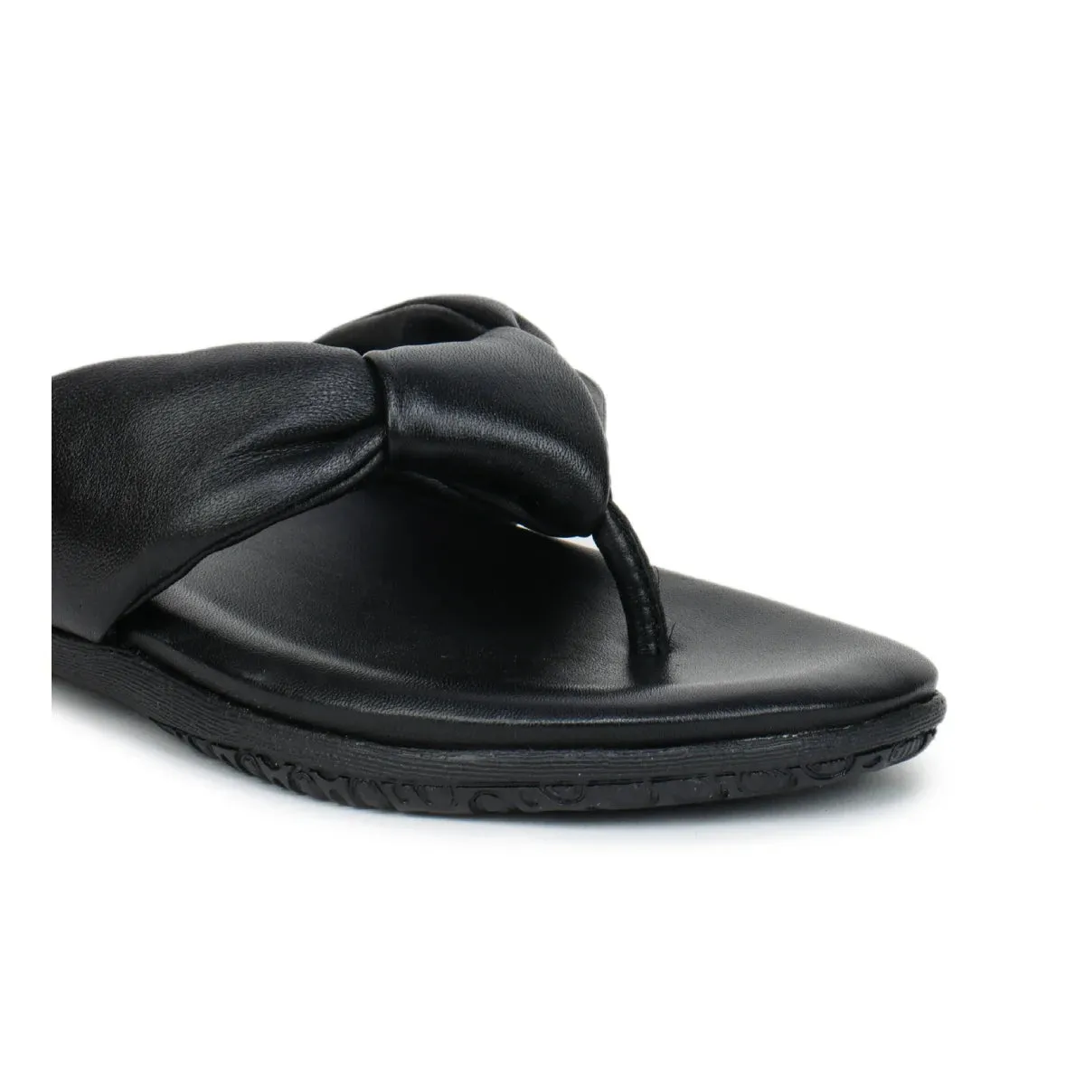 Women’s Leather Slippers L 132 – V-Toe Tie Knot Design with Cushioned Insole