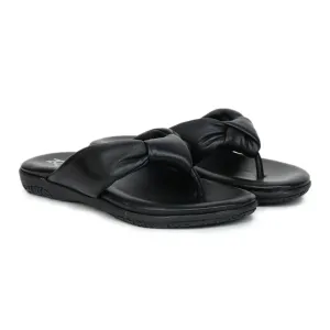 Women’s Leather Slippers L 132 – V-Toe Tie Knot Design with Cushioned Insole