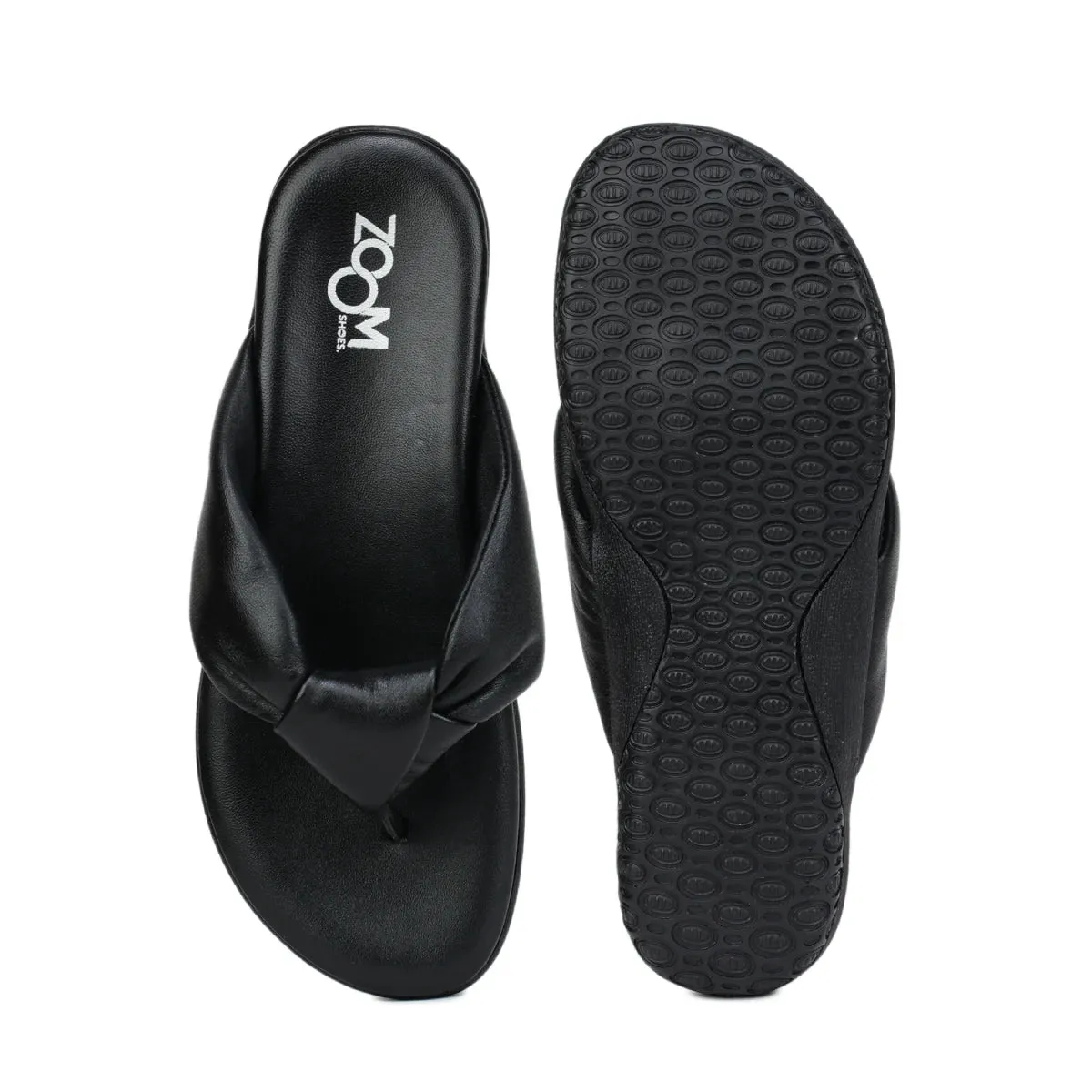 Women’s Leather Slippers L 132 – V-Toe Tie Knot Design with Cushioned Insole