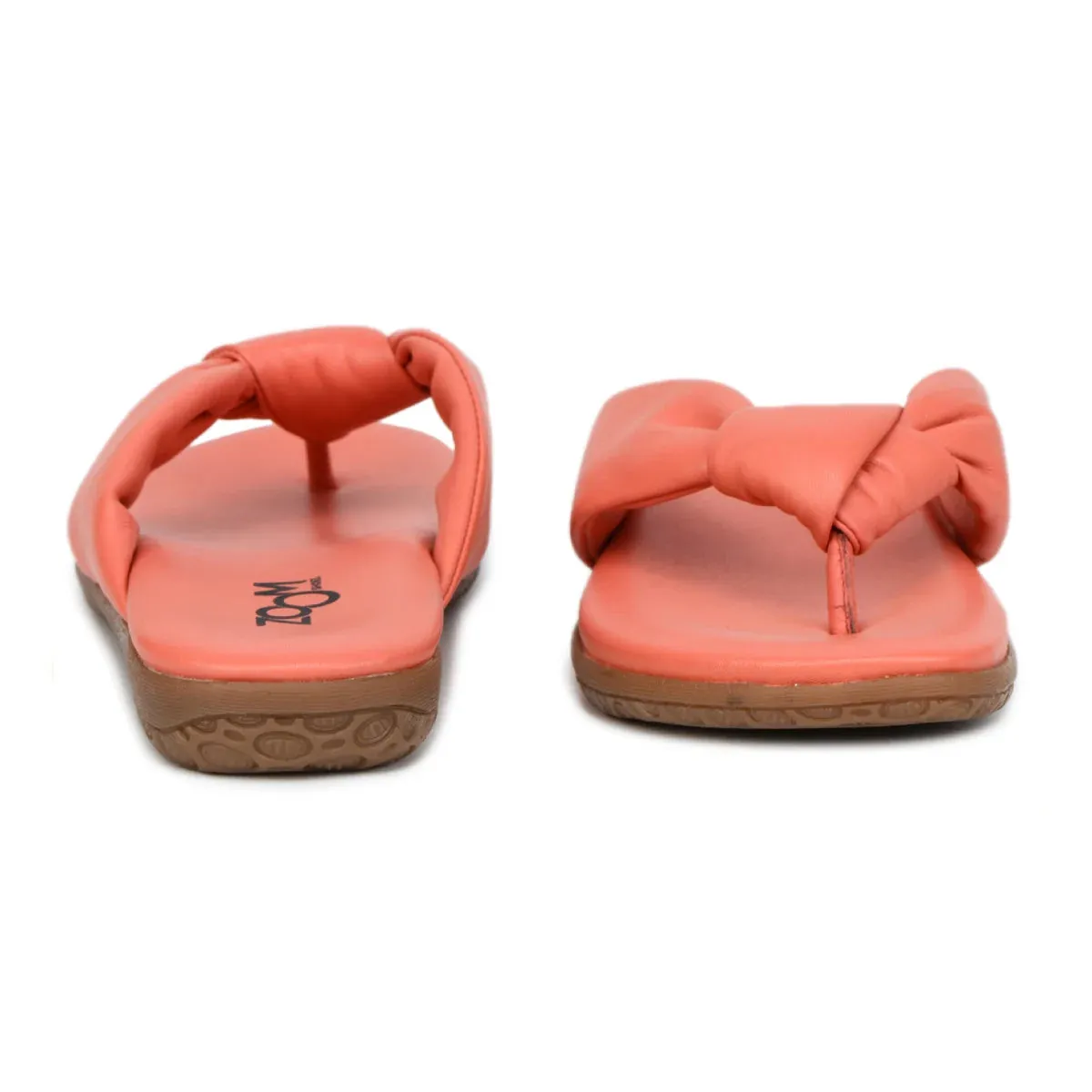 Women’s Leather Slippers L 132 – V-Toe Tie Knot Design with Cushioned Insole