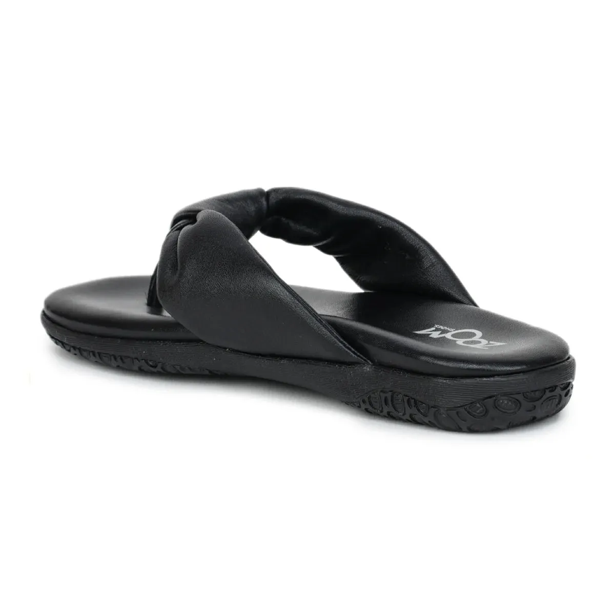 Women’s Leather Slippers L 132 – V-Toe Tie Knot Design with Cushioned Insole