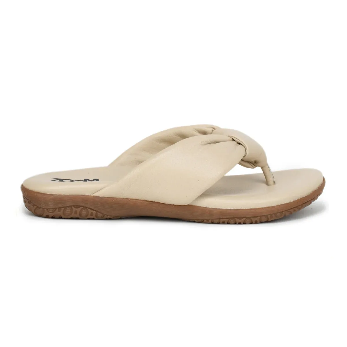 Women’s Leather Slippers L 132 – V-Toe Tie Knot Design with Cushioned Insole