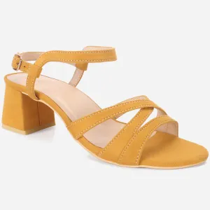 Womens "SAVON" Crossover Strap Block Heeled Sandals