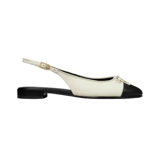 Womens | Tory Burch Cap-Toe Slingback Flats Light Cream / Perfect Black