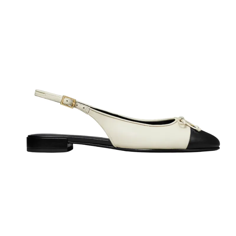 Womens | Tory Burch Cap-Toe Slingback Flats Light Cream / Perfect Black