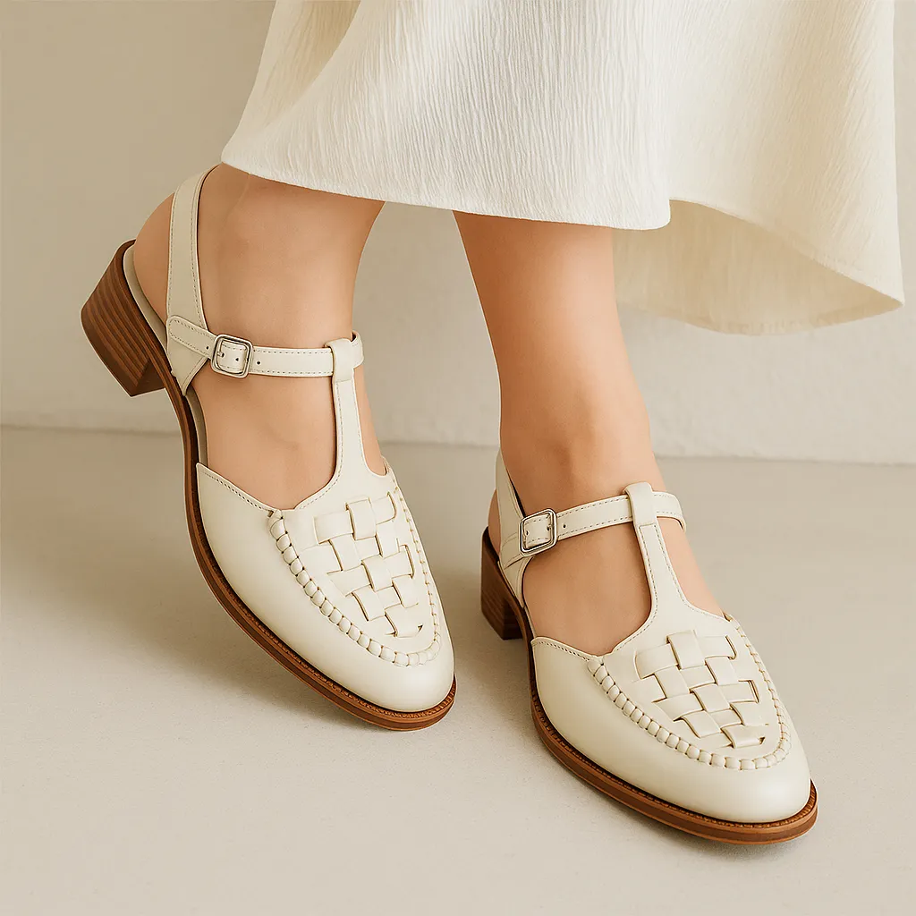 Woven Leather Slingback Sandals