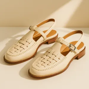 Woven Leather Slingback Sandals