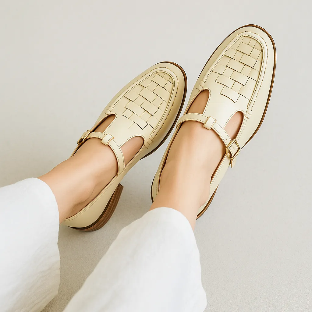 Woven Leather Slingback Sandals