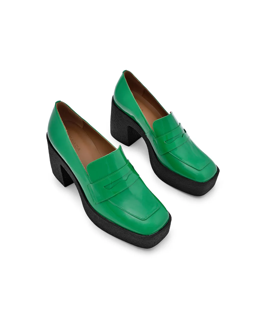Yoko Forest Green Patent Leather Chunky Loafers