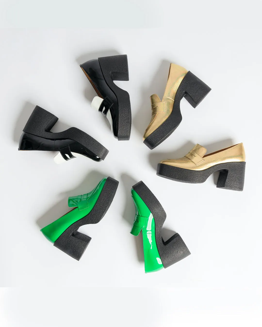 Yoko Forest Green Patent Leather Chunky Loafers