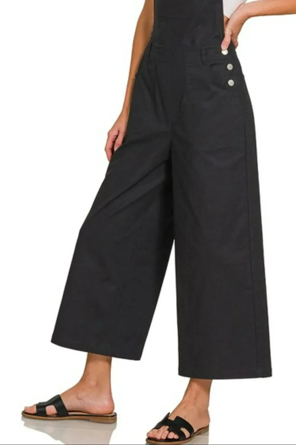 Zenana Woven Spaghetti Strap Overalls