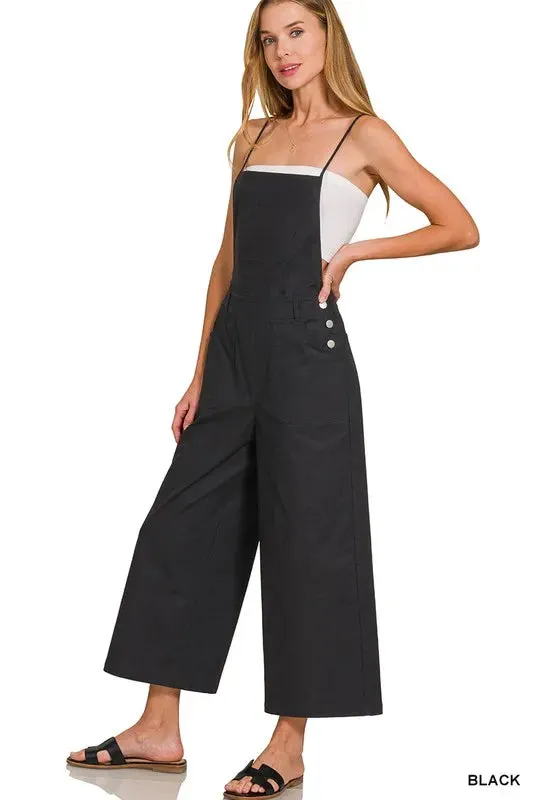 Zenana Woven Spaghetti Strap Overalls