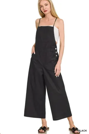 Zenana Woven Spaghetti Strap Overalls